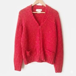 Vintage Stanley Blacker Irish Wool Zip Cardigan 80s 90s Nep Knit Size Large
